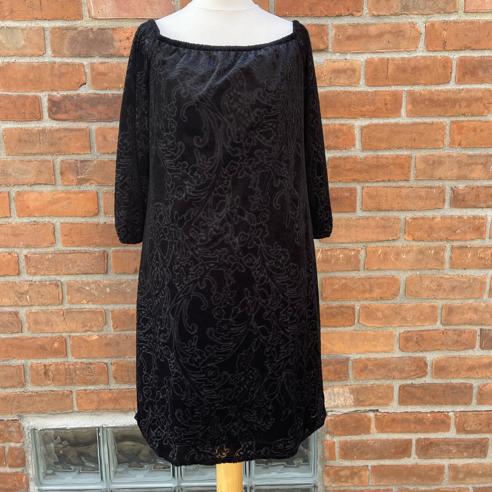 WHBM Velvet Floral Off The Shoulder Dress